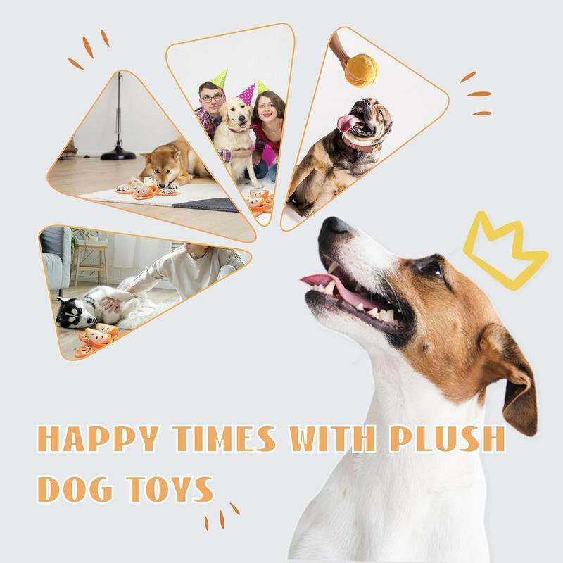 Nocciola 5-In-1 Orange Dog Enrichment Toys, 4 Orange Slices with a Peel Snuffle Mat for Treats Hunting Fun, Squeaky Hide and Seek Puzzle Dog Toy for Medium Dogs