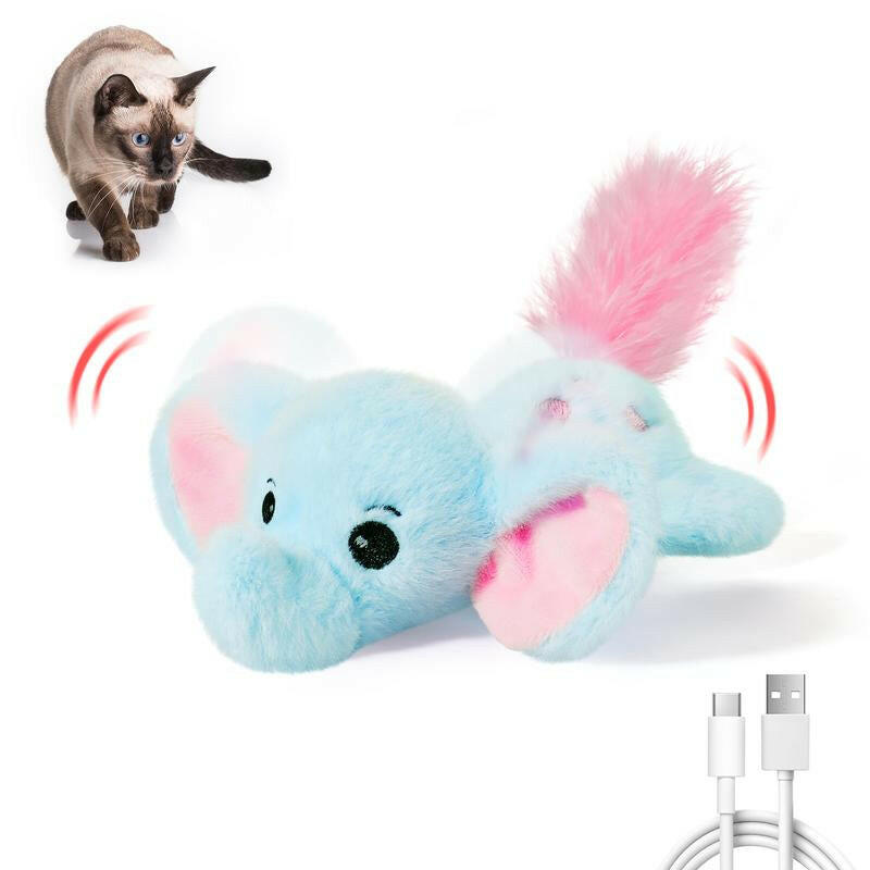 Potaroma Cat Toys Flapping Elephant, Interactive Realistic Kitten Toy Stuffed with Crinkle Paper Hangable Design for Bored Indoor Cats 6.3 Inches