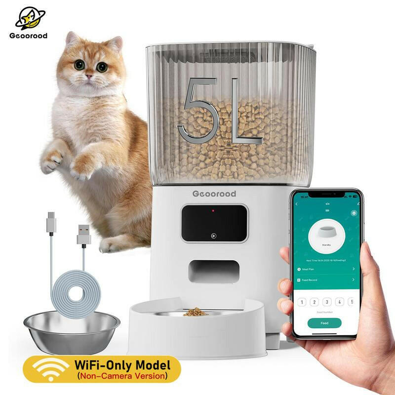 【Geoorood】Automatic Cat Feeder for 2 Cats with Camera | App-Controlled with Real-Time Video Chat | Dual Stainless Steel Bowls | 2.4Ghz Wifi Only | Ideal for Cats & Dogs | 1 Gallon / 135Oz / 4L Capacity!#2