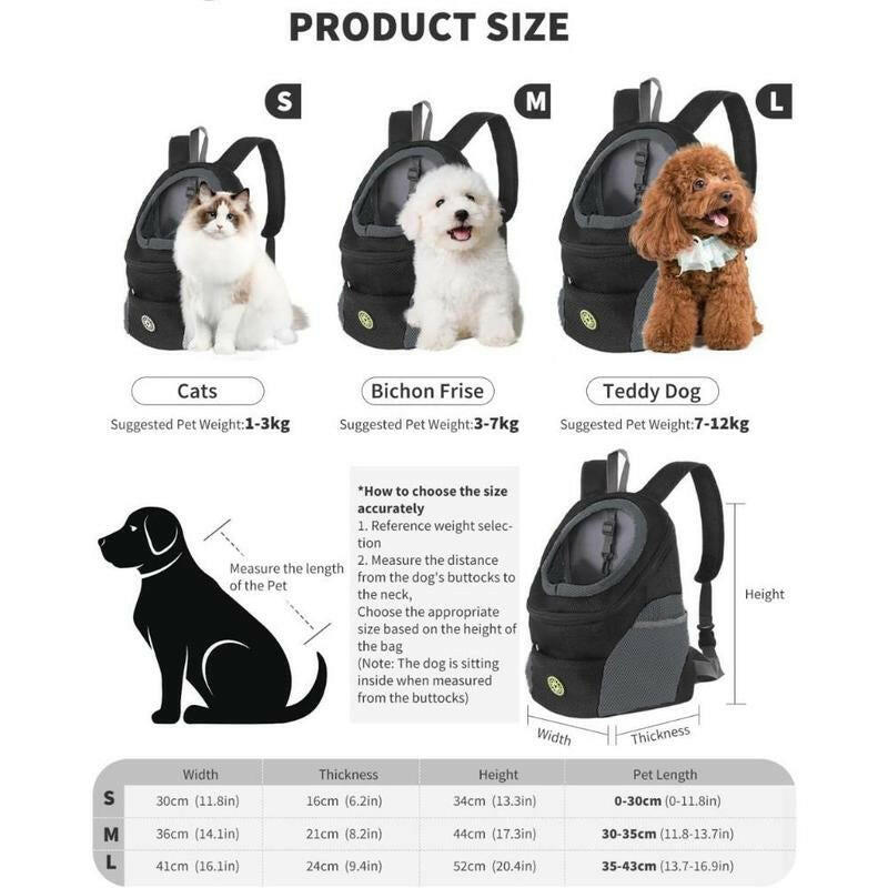 Pet Dog Carrier Backpack, Adjustable Breathable Dog Carrying Backpack with Safety Straps for Hiking, Dog & Cat Accessories for Hiking Camping Travel