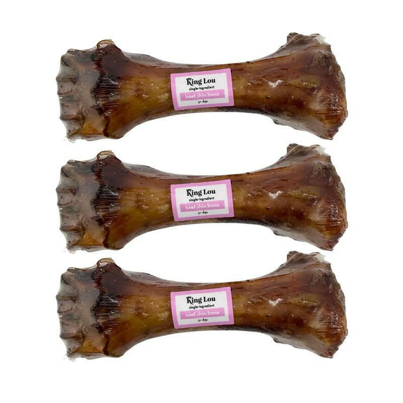 King Lou Whole Beef Shin Bone - 100% USA Grass Fed - Natural Dental Support & Chew Toy for Medium to Large Dogs - Single Ingredient - Slow Baked - No Fillers