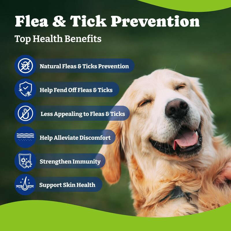 Flea & Tick Prevention for Dogs Chewables, Yoyobay Natural Dog Fleas and Ticks Control Supplement, Dogs Supplement, Natural Shield 5-In-1 Protection, Beef & Carrot Flavor, 70 Soft Chews