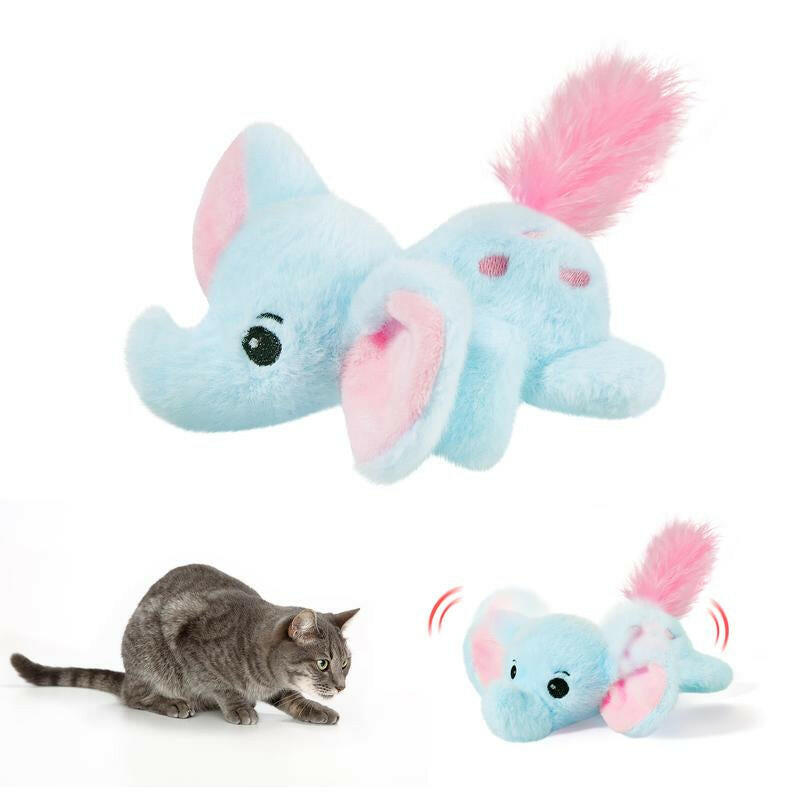 Potaroma Cat Toys Flapping Elephant, Interactive Realistic Kitten Toy Stuffed with Crinkle Paper Hangable Design for Bored Indoor Cats 6.3 Inches