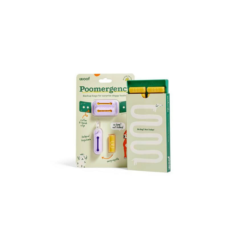 Poomergency Starter Pack - Dog Poop Bag Holder for Collars + 23 Emergency Refills - Never Bagless!