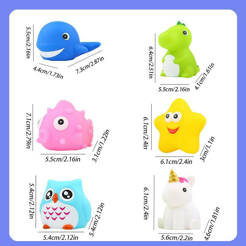 Bath Toys,Luminous Floating Rubber Animal Toy Set, Flashing Color Changing Lights in Water Bath Games Pool Party Water Toys