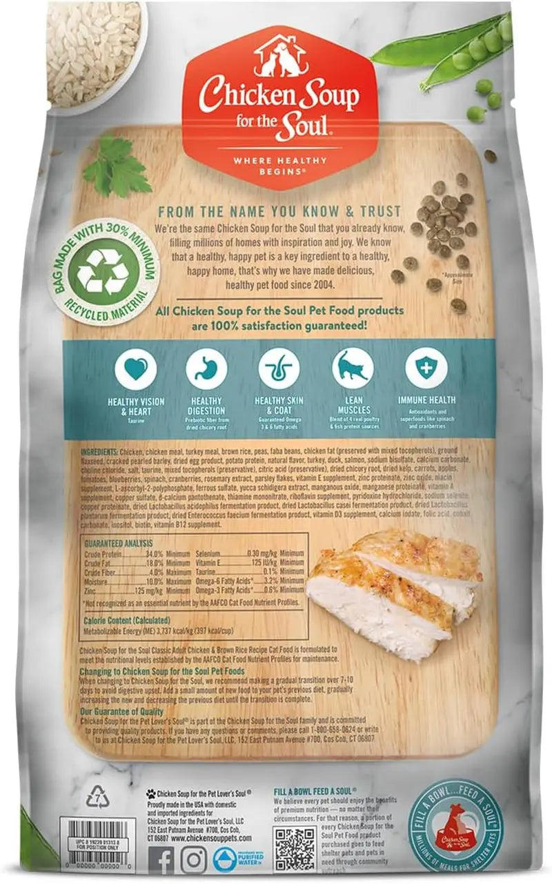 All-Natural Premium Dry Cat Food for Weight Management and Senior Cats, Real Chicken as First Ingredient, No By-Products, High Fiber/Low Fat, Chicken & Brown Rice Formula, 12 lb