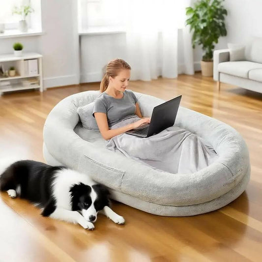 Extra Large Human Dog Bed for Adults & Pets – Cozy Faux Fur Lounger with Pillow & Blanket, Washable Orthopedic Sofa for Deep Sleep & Relaxation – Perfect Gift for Pet Lovers Tictok Shop Contemporary Easy Care Greensboro Furniture