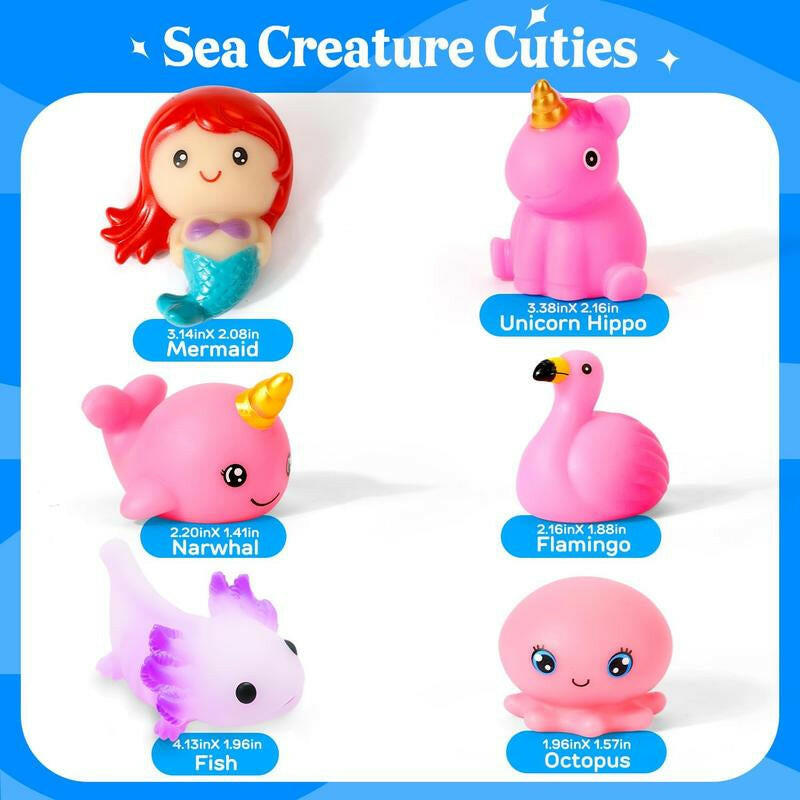 Bath Toys,Luminous Floating Rubber Animal Toy Set, Flashing Color Changing Lights in Water Bath Games Pool Party Water Toys