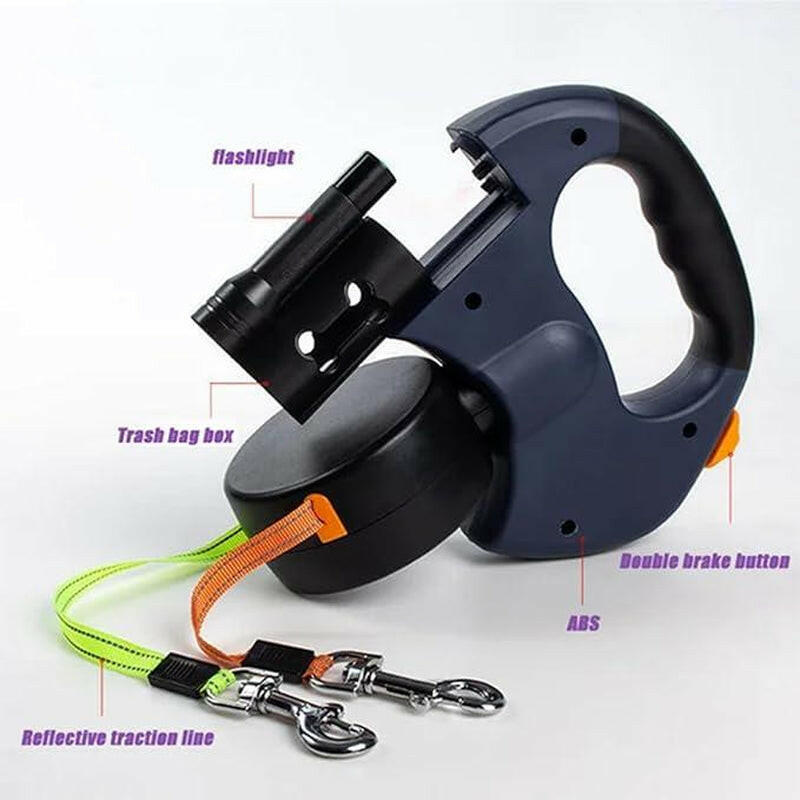 Tangle-Free Dual Dog Leash with 360° Swivel Head – for 2 Small to Medium Dogs (30 Lbs), 10Ft Retractable Leash, Lightweight Anti-Wear Handle, Dogaccessories,Puppy Essentials