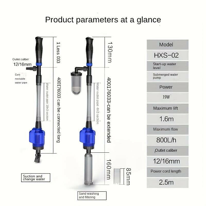 Water Change Sand Washerelectric Suction Deviceautomatic Pumpingsucking Fish Fecescleaning Aquarium Tools