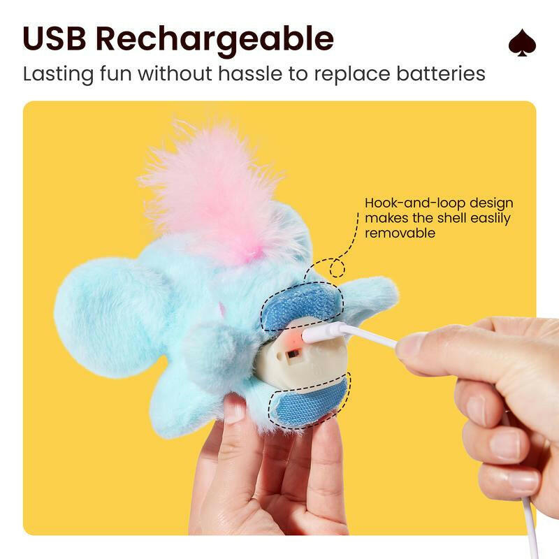 Potaroma Cat Toys Flapping Elephant, Interactive Realistic Kitten Toy Stuffed with Crinkle Paper Hangable Design for Bored Indoor Cats 6.3 Inches