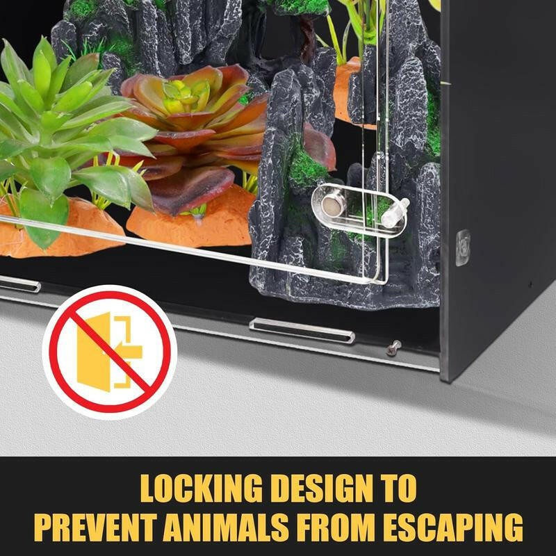 Reptile Tank Enclosure - 16"x16"x25" Crested Gecko Terrarium with Ventilation for Lizards, Snakes, and Chameleons