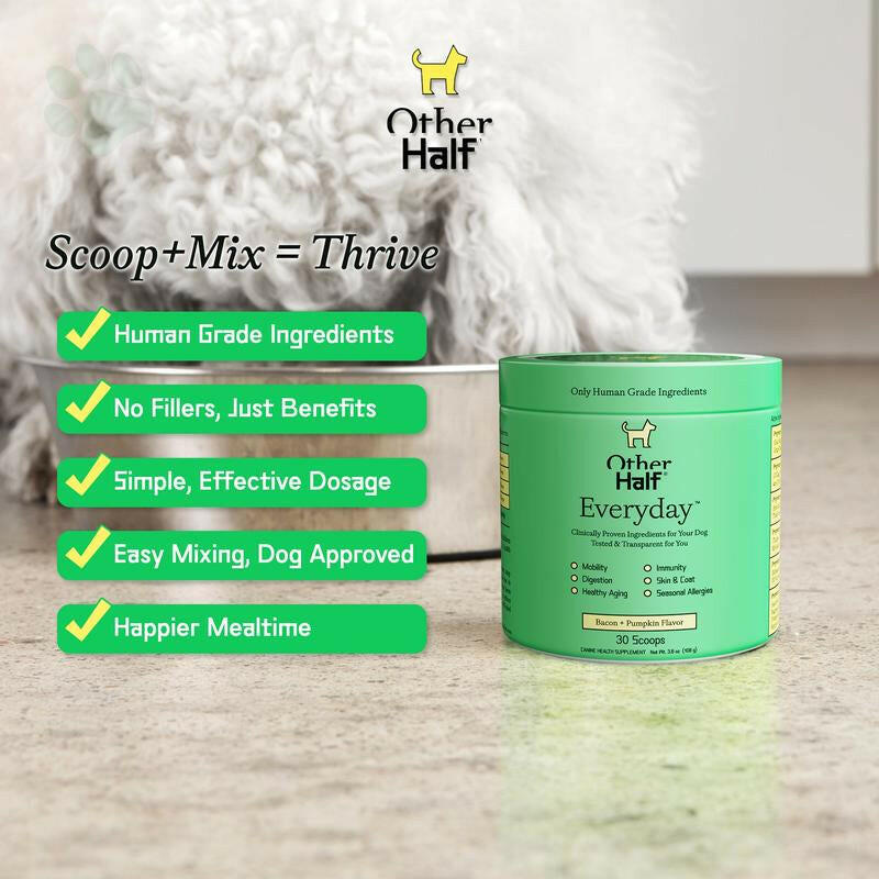 Other Half Everyday - Clean Dog Multivitamin Supplement | 45 Active Ingredients | 30 Scoops