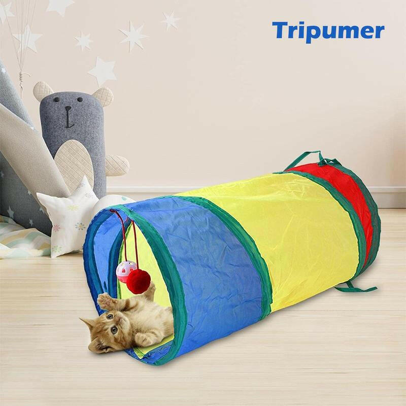 Cat Toys 24Pcs Kitten Toy Set - Colorful Two-Way Interactive Tunnel Toy Kit for Hide and Seek Training