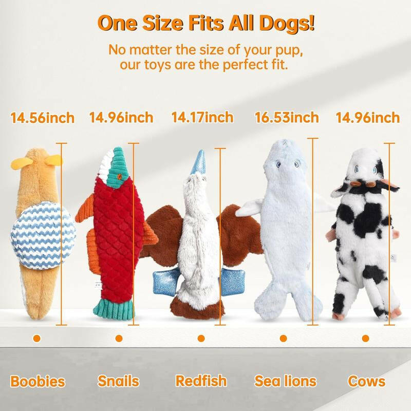 Nocciola 5 PCS Nature'S Call Crinkle Dog Toys, No Stuffing Plush Baby Animals with Squeaker, Tug & Chew Toy for All Breeds, Boredom Relief Puppy Toys