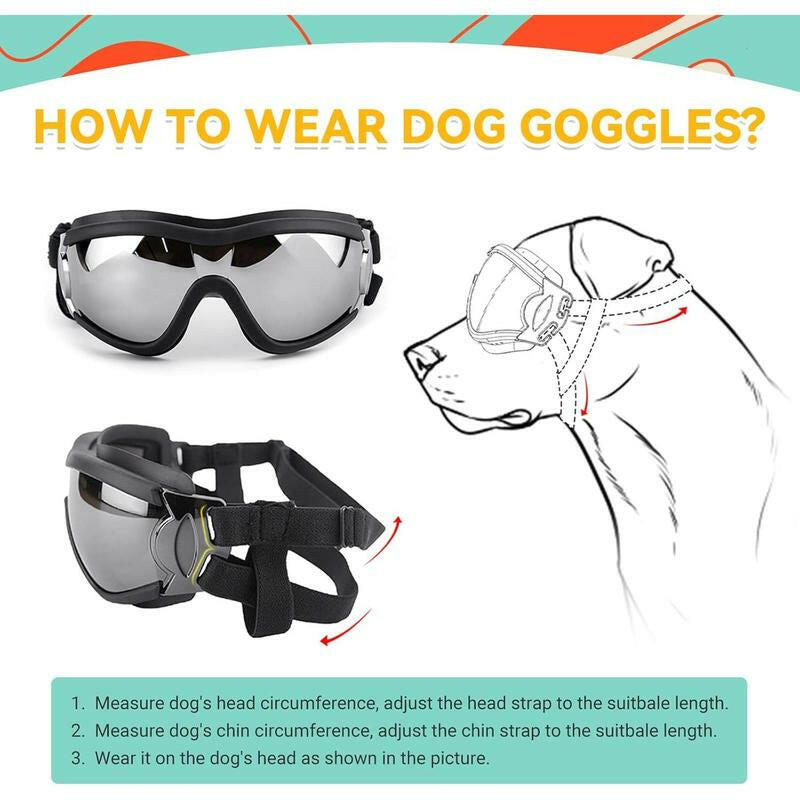 Dog Goggles Large Breed, Large Dog Sunglasses Eye Protection for Dogs Windproof Goggles for Medium Large Dog Riding Biking Driving, Black