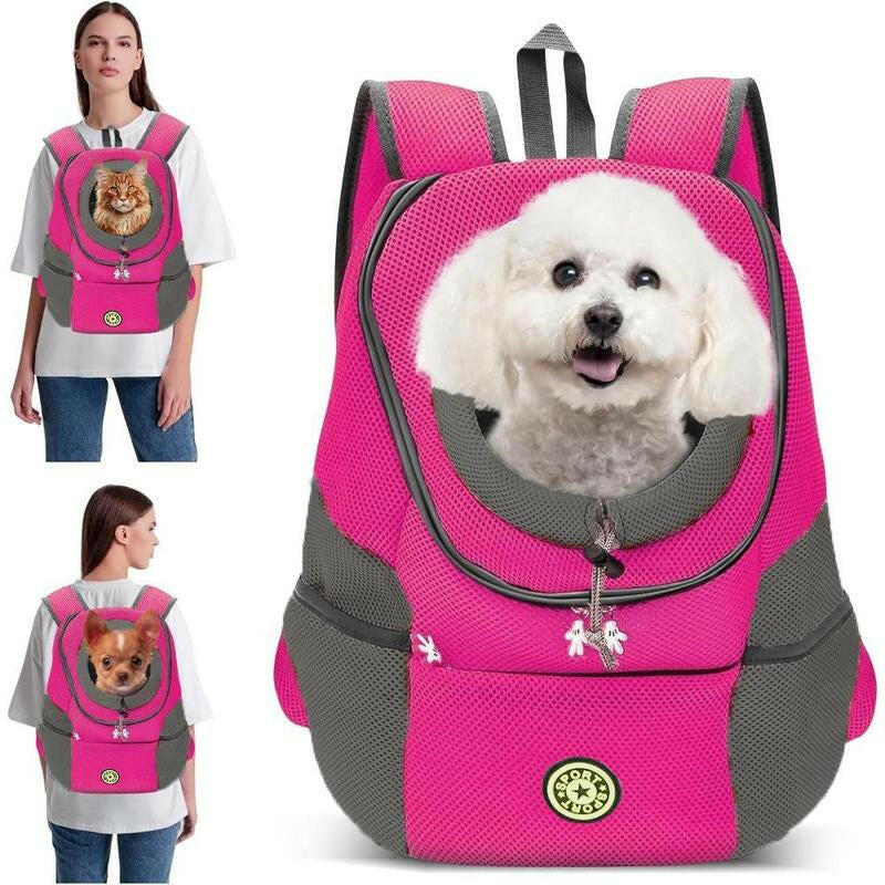Pet Dog Carrier Backpack, Adjustable Breathable Dog Carrying Backpack with Safety Straps for Hiking, Dog & Cat Accessories for Hiking Camping Travel