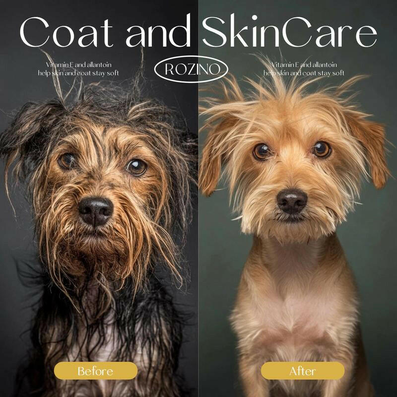 ROZINO Pet Hair Smooth Spray with Plant Keratin - 100Ml Deep Nourishing Frizz-Free Grooming Solution for Gentle Pet Coat Care Horse Shampoo Furminator Brush