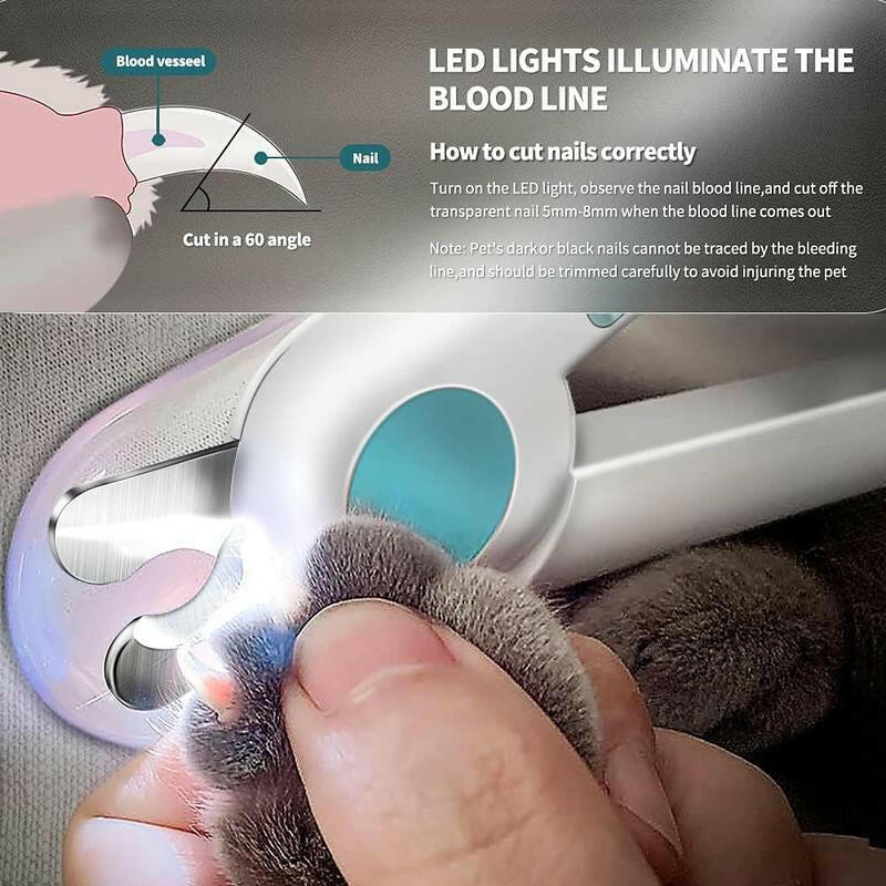 Dog Cat Nail Clippers and Trimmer Free Nail File Clippers with LED Light to Avoid Over-Cutting Nails