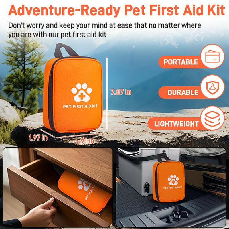 118PCS Dog & Cat First Aid Kit – Portable Pet Emergency Kit for Travel, Hiking, Camping, Outdoor Adventures & Car. Lightweight Compact Pet Medical Supplies for Wound Care, Safety & Survival – Ideal for Dogs, Cats & Small Pets