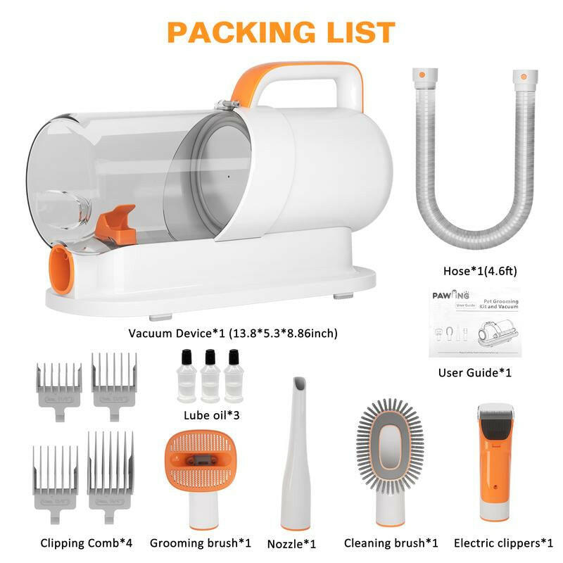 PAWING Grooming Vacuum, Dog Vacuum Brush for Shedding Grooming, Dog Hair Vacuum Groomer, 5-In-1 Pet Grooming Kit for Cat Dog, Pet Products