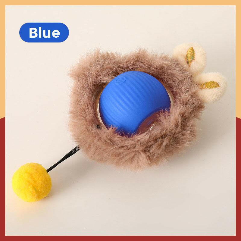 Cat&Dog Toy - Interactive USB Rechargeable Ball Toy on Rug with Bird Chirping, Anti-Depression Fun Gift for Cats & Dogs