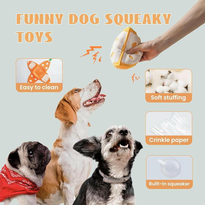 Nocciola 5-In-1 Orange Dog Enrichment Toys, 4 Orange Slices with a Peel Snuffle Mat for Treats Hunting Fun, Squeaky Hide and Seek Puzzle Dog Toy for Medium Dogs