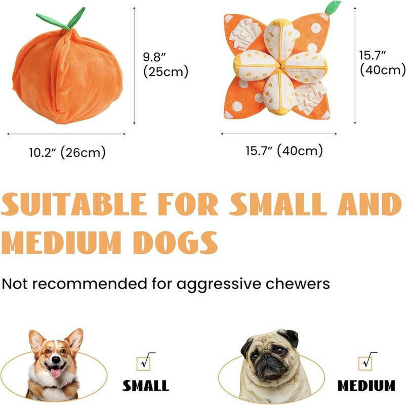 Nocciola 5-In-1 Orange Dog Enrichment Toys, 4 Orange Slices with a Peel Snuffle Mat for Treats Hunting Fun, Squeaky Hide and Seek Puzzle Dog Toy for Medium Dogs