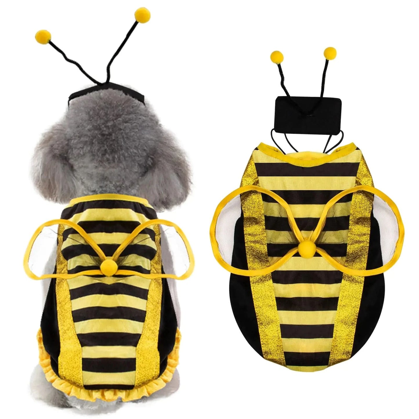 Dog Bee Costume Halloween Costumes for Dogs Pet Bee Costume Halloween Bee Dog Costume Pet Bumblebee Costume Dog Bumblebee Costume Pet Halloween Costumes with Cap for Small Medium Large Dogs Cats - Pets Best shop