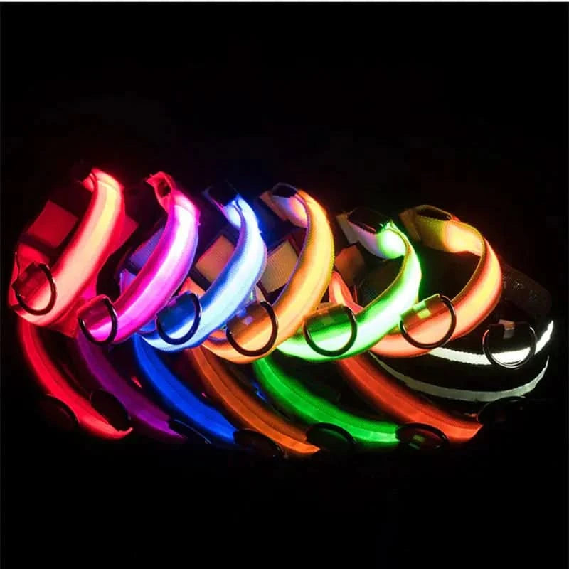 LED Adjustable Dog Collar Blinking Flashing Light Up Glow Pets Safety Waterproof - Pets Best shop