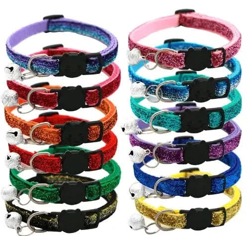 Adjustable Colorful Cat Collar with Bell for Pets My Store