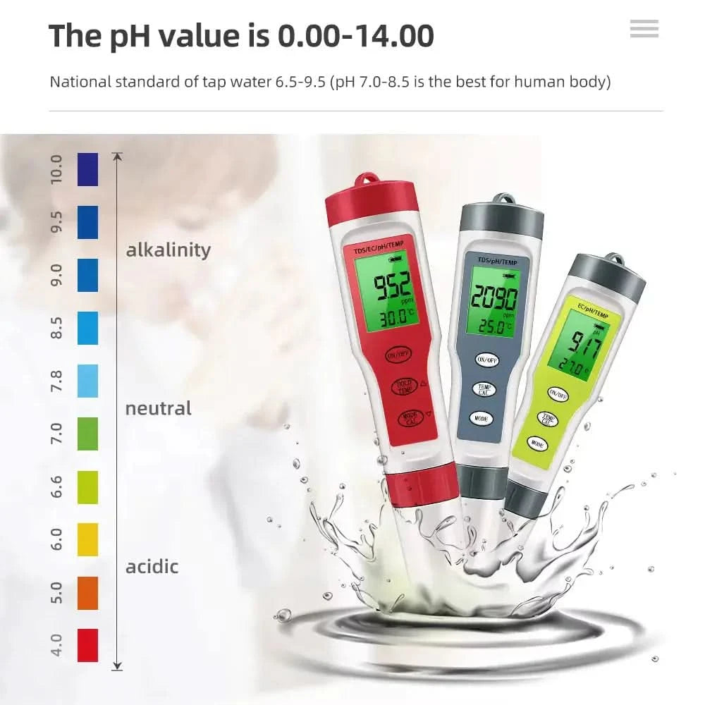 4 in 1 Digital PH EC Meter LCD Tester Pocket Hydroponics Aquarium Water Test Pen My Store