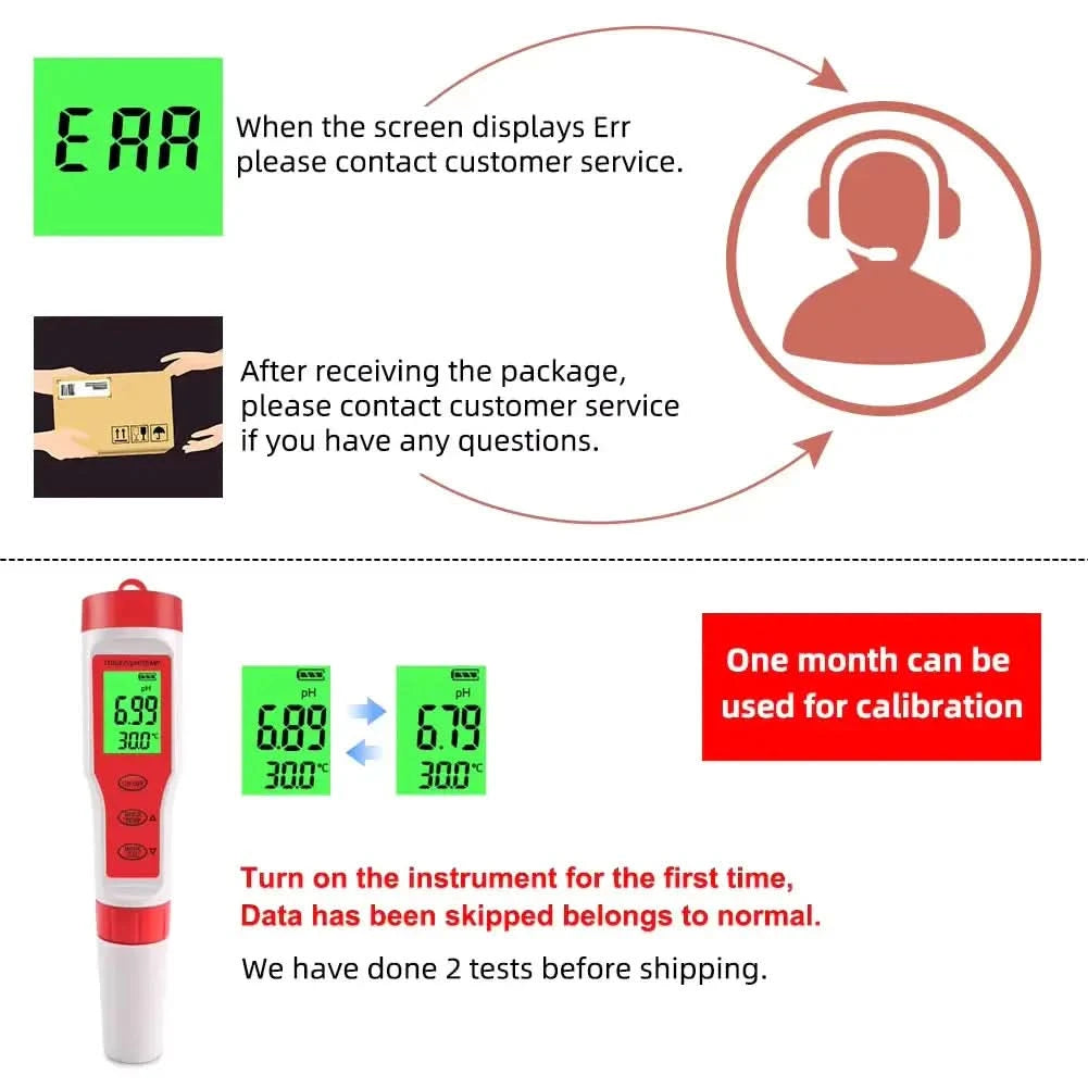 4 in 1 Digital PH EC Meter LCD Tester Pocket Hydroponics Aquarium Water Test Pen My Store