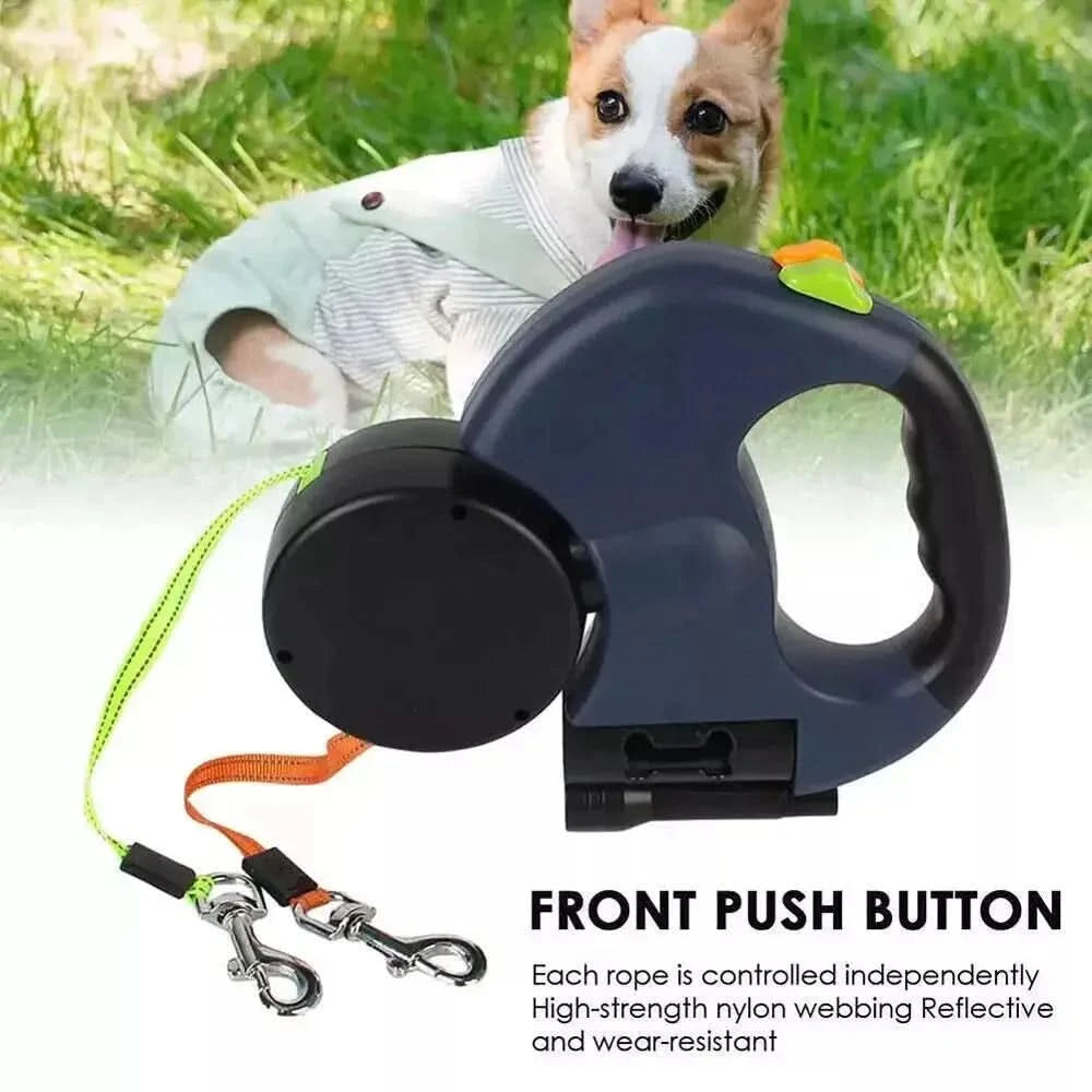 Dual Pet Leash Retractable Reflective Lead 360 Swivel Double Dog Walking Leash My Store