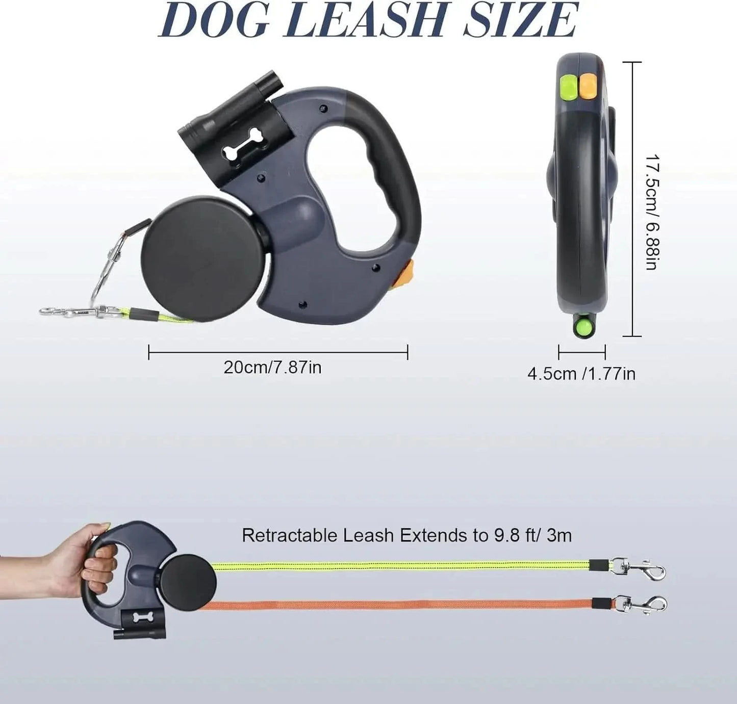 Dual Pet Leash Retractable Reflective Lead 360 Swivel Double Dog Walking Leash My Store