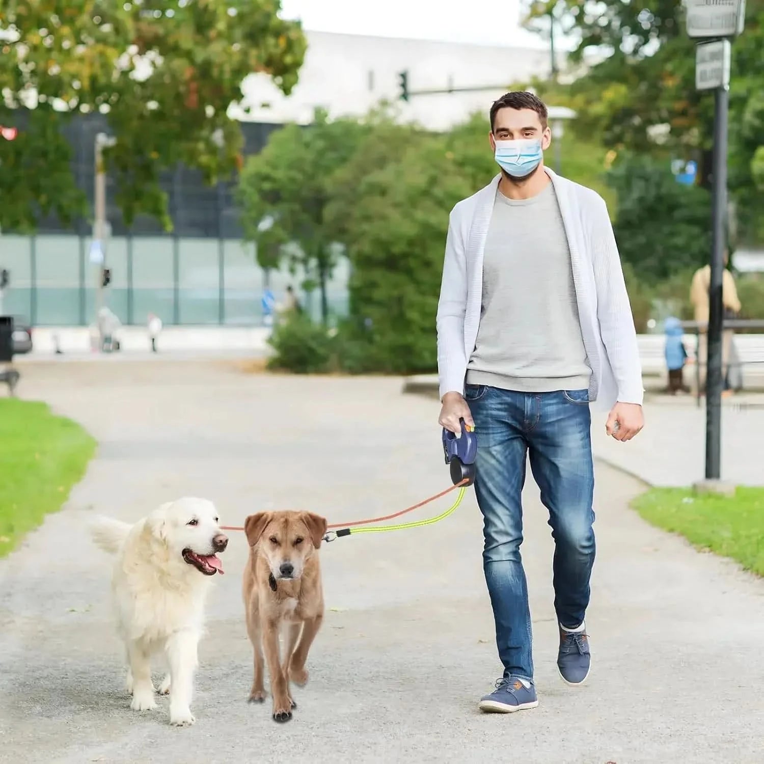 Dual Pet Leash Retractable Reflective Lead 360 Swivel Double Dog Walking Leash My Store