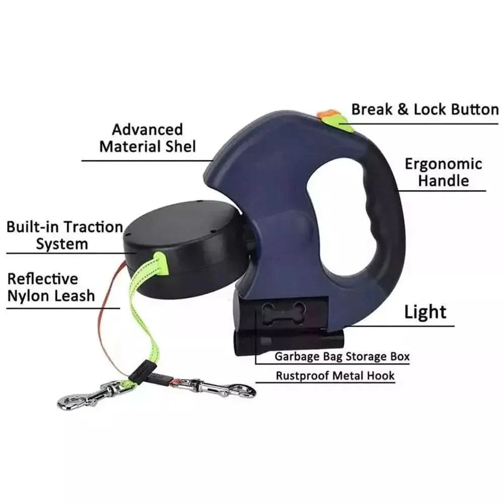 Dual Pet Leash Retractable Reflective Lead 360 Swivel Double Dog Walking Leash My Store
