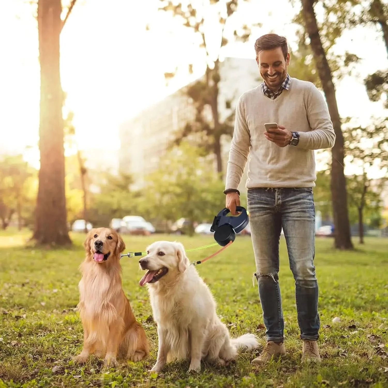 Dual Pet Leash Retractable Reflective Lead 360 Swivel Double Dog Walking Leash My Store