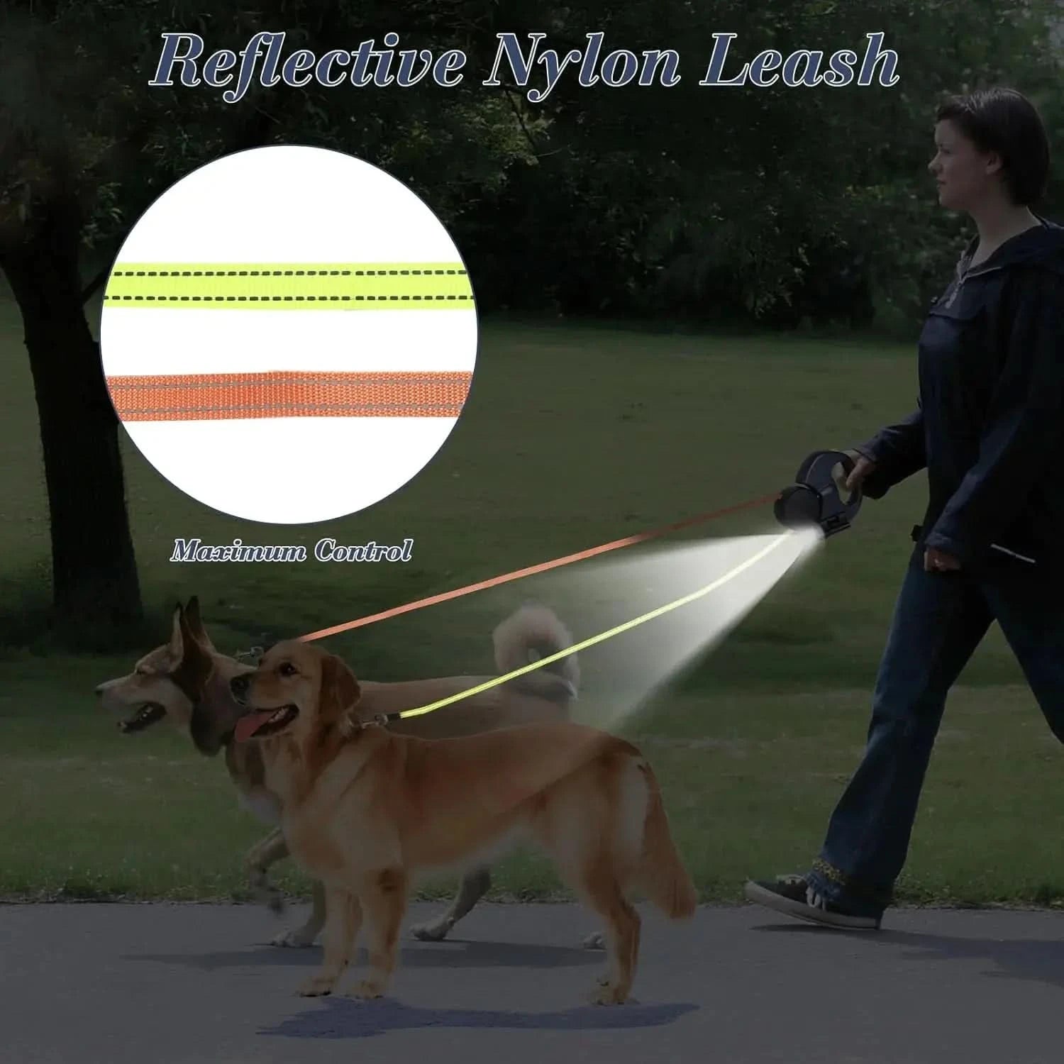 Dual Pet Leash Retractable Reflective Lead 360 Swivel Double Dog Walking Leash My Store