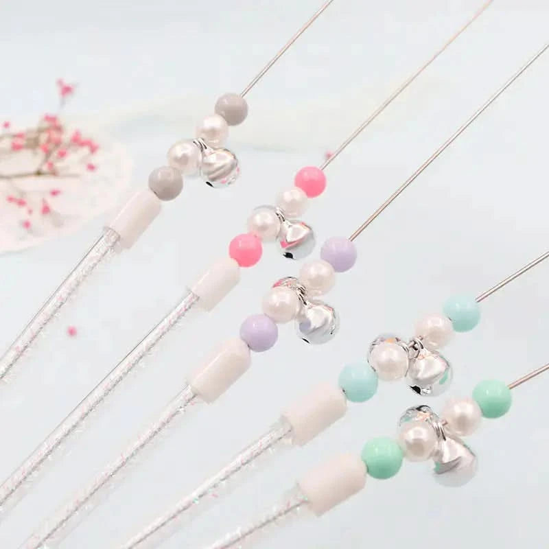 Colorful Pom Pom Cat Teaser Wand with Bell Toy My Store