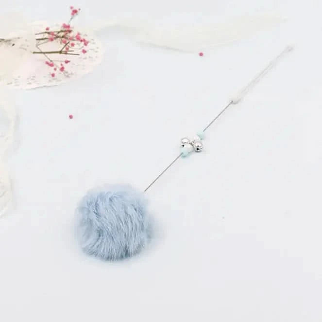 Colorful Pom Pom Cat Teaser Wand with Bell Toy My Store