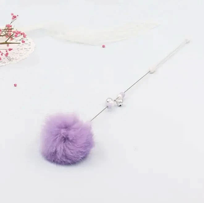Colorful Pom Pom Cat Teaser Wand with Bell Toy My Store