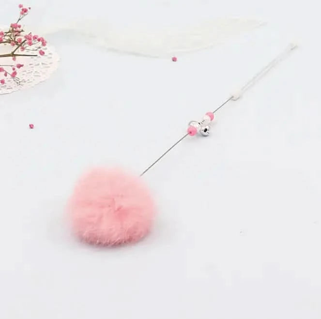Colorful Pom Pom Cat Teaser Wand with Bell Toy My Store