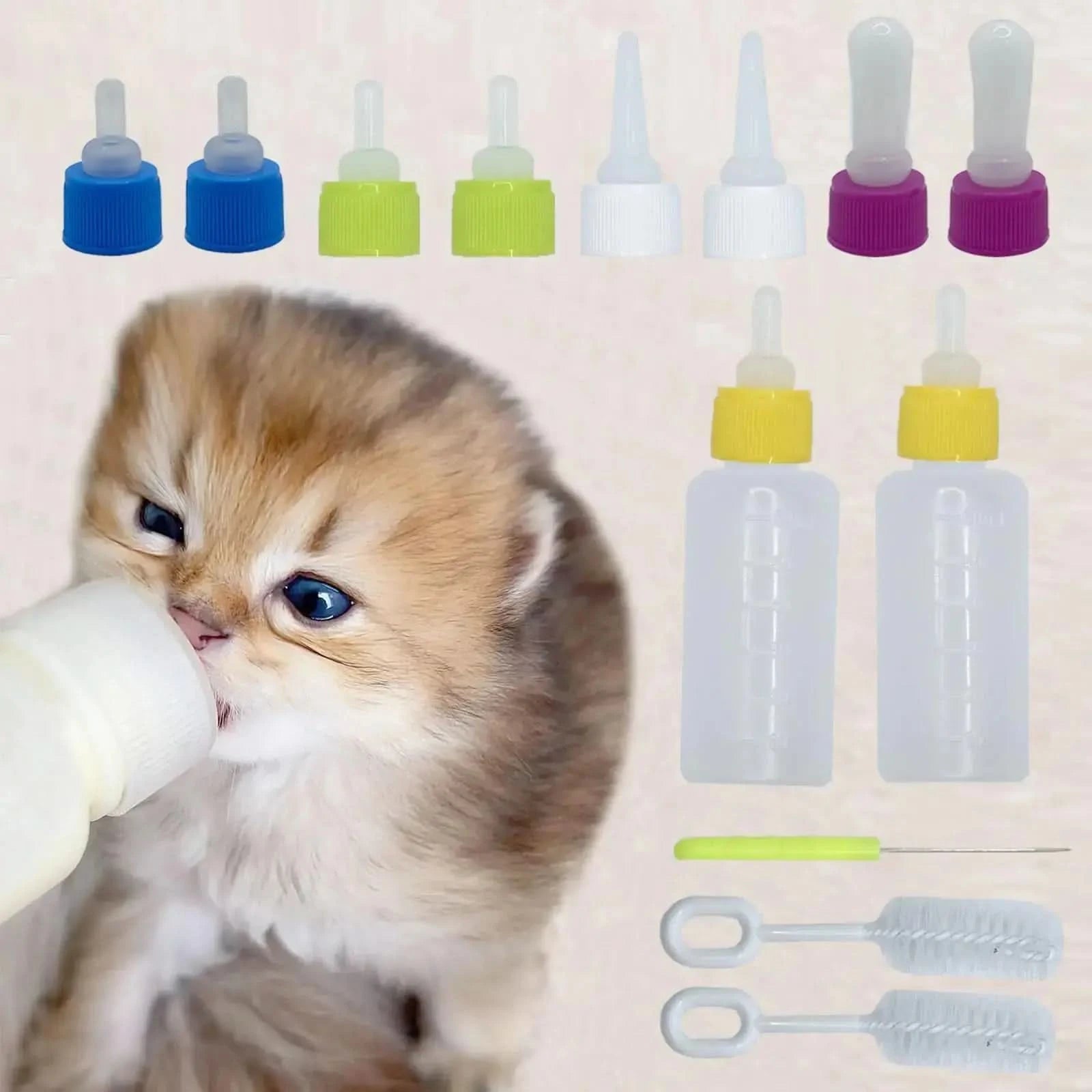 Bottle Kit 60ml Pet Feeding Bottle pet Feeding Tool Newborn Animal Feeder Practical Replacement Pet Bottle with 10pcs Nipples My Store
