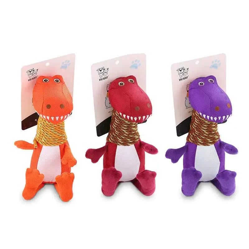 Plush Dinosaur Dog Toy with Sound and Chew Features My Store