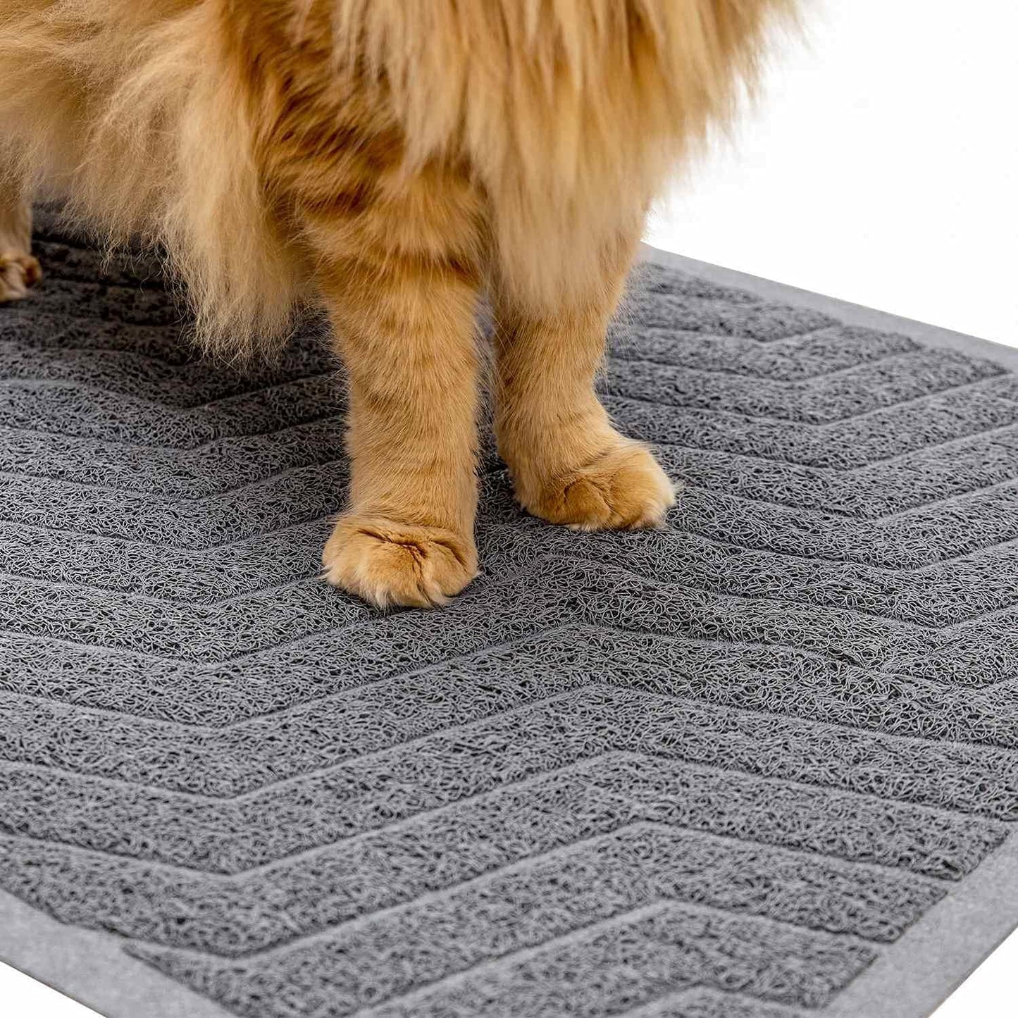 Premium Cat Litter Box Mat No. 02-2, Durable PVC Trapping Rug, Phthalate-Free, Urine-Resistant, Scatter Control, 35 x 23 inches, Grey