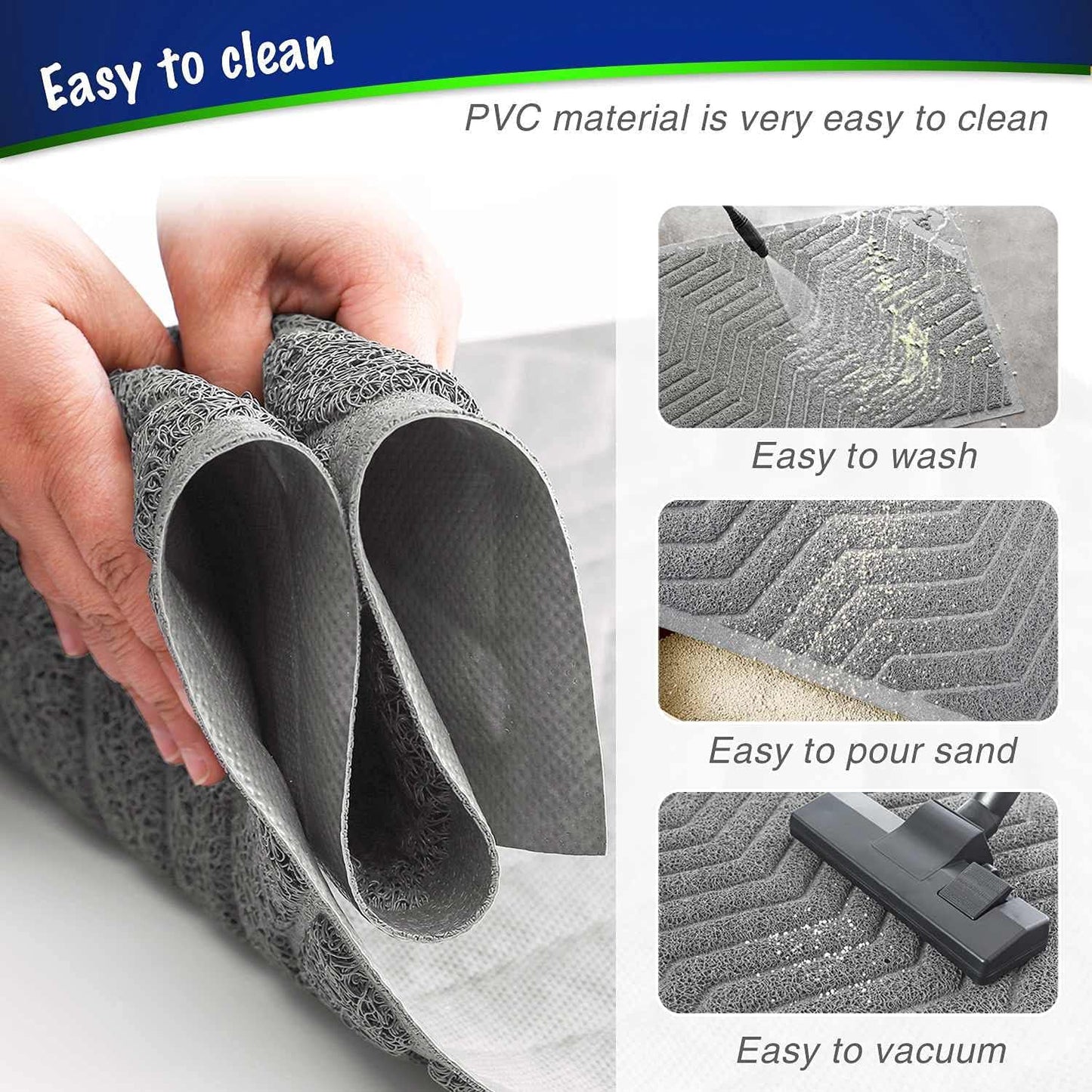 Premium Cat Litter Box Mat No. 02-2, Durable PVC Trapping Rug, Phthalate-Free, Urine-Resistant, Scatter Control, 35 x 23 inches, Grey