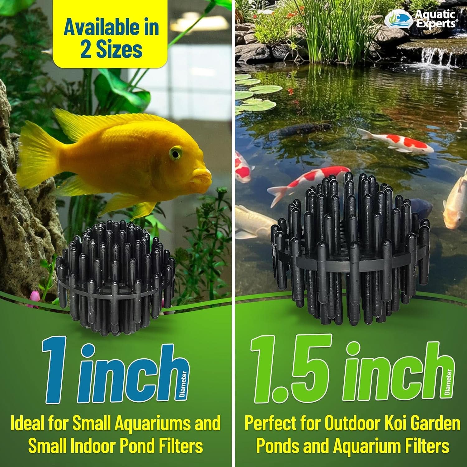 Bio Balls Filter Media - 1.5 Inch Large Bio Balls for Pond and Aquarium Filters, 100 Count with 10" X 12" Mesh Bag