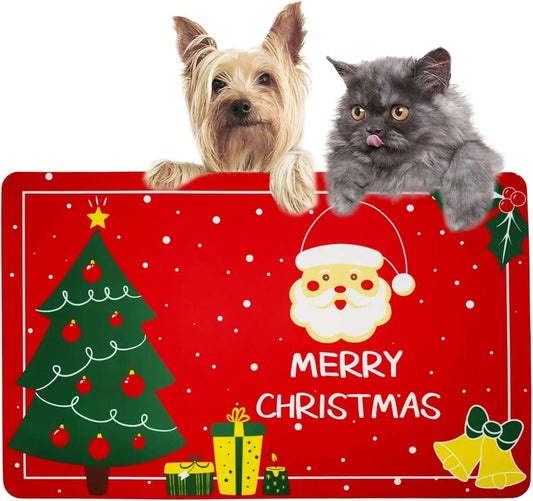 Non-Slip Waterproof Pet Food Mat for Dogs and Cats, 11” x 18”