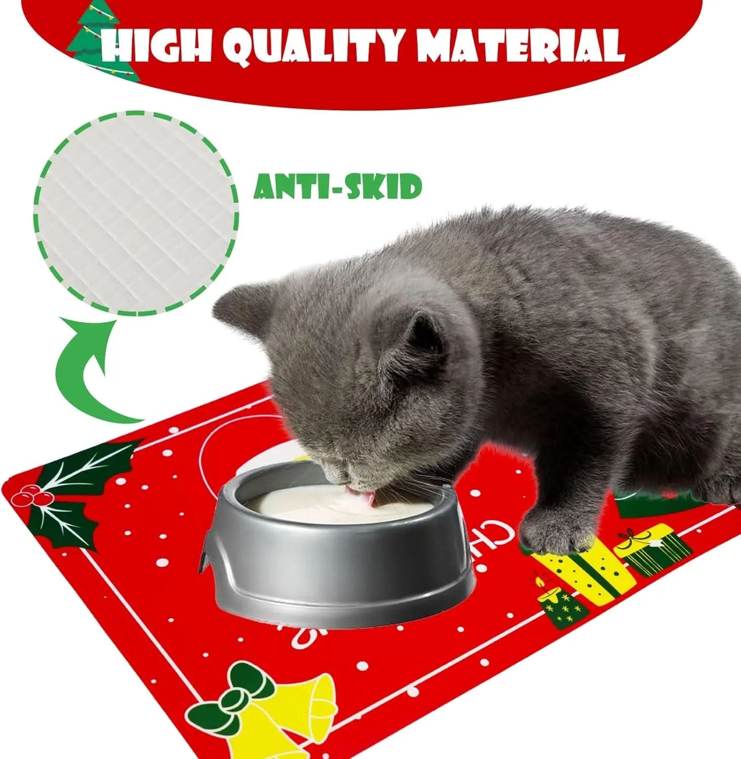 Non-Slip Waterproof Pet Food Mat for Dogs and Cats, 11” x 18”